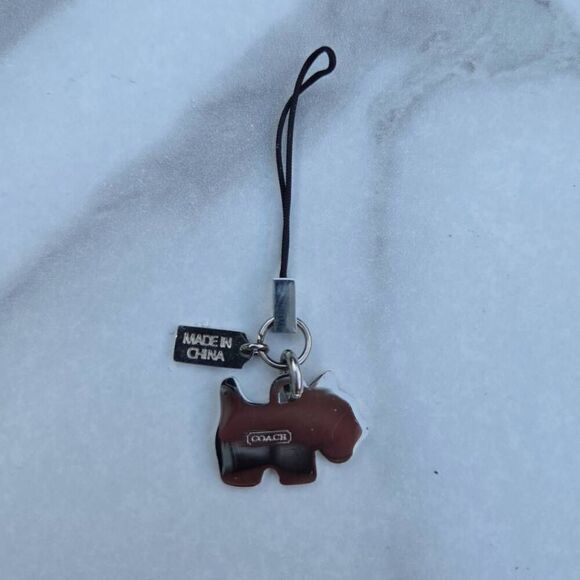Rare AF Coach Scottie Dog White and Pink Metal Cell Phone Charm - Picture 3 of 5